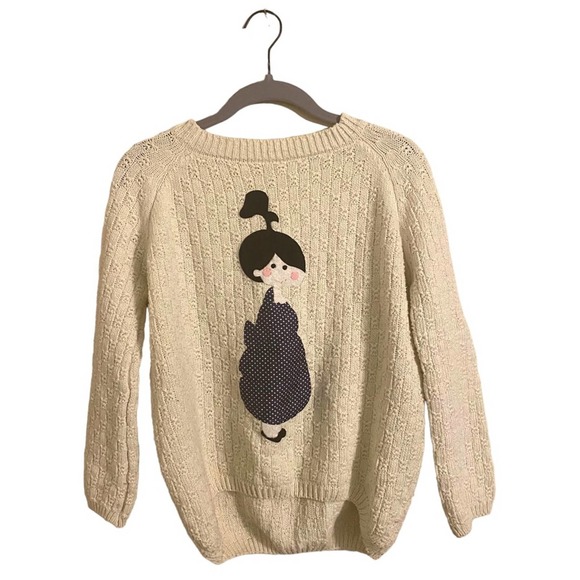 Sweaters - Unbranded Korean Style Cartoon Girl Polka Dot Sweater